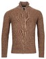 Thomas Maine Cardigan Zip Allover Structure Knit Mid Brown