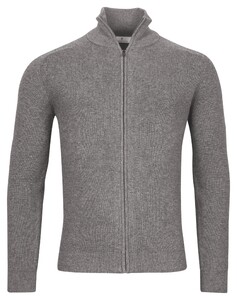 Thomas Maine Cardigan Zip Allover Structure Knit Mid Grey