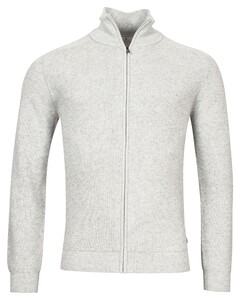 Thomas Maine Cardigan Zip Allover Structure Knit Silver Grey