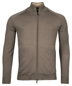 Thomas Maine Cardigan Zip Double Knit Inner Cotton Layer Taupe