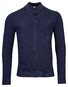 Thomas Maine Cardigan Zip Jacquard & Rib Knit Pima Cotton Blue Melange Dark