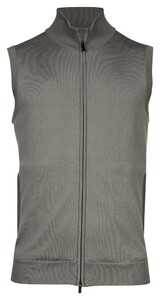 Thomas Maine Cardigan Zip No Sleeve Double Knit Inner Cotton Layer Vest Taupe