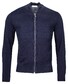 Thomas Maine Cardigan Zip Single Knit Block Structure Combed Cotton Navy