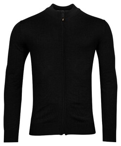 Thomas Maine Cardigan Zip Single Knit Merino Vest Zwart