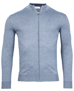 Thomas Maine Cardigan Zip Single Knit Merino Wool Cardigan Blue