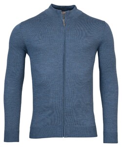 Thomas Maine Cardigan Zip Single Knit Merino Wool Cardigan Mid Blue