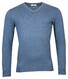 Thomas Maine Cashmere Cotton V-Neck Pullover Mid Blue