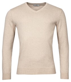 Thomas Maine Cashmere Cotton V-Neck Pullover Trui Beige