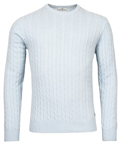 Thomas Maine Cashmere Crew Neck Single Knit Cable Pattern Pullover Baby Blue