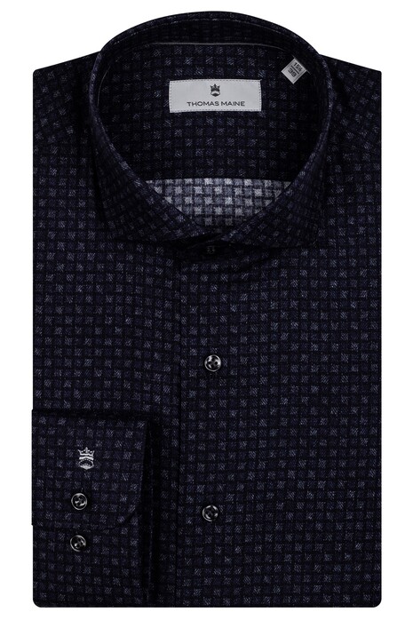 Thomas Maine Checked Modern Kent Flannel Shirt Navy