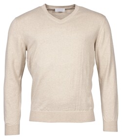 Thomas Maine Cotton Cashmere V-Neck Pullover Beige