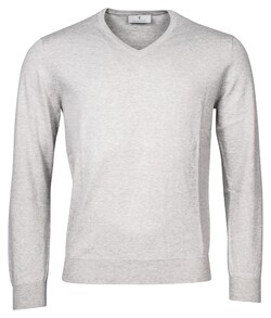 Thomas Maine Cotton Cashmere V-Neck Pullover Light Grey