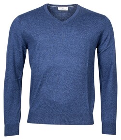 Thomas Maine Cotton Cashmere V-Neck Pullover Trui Night Blue