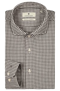 Thomas Maine Cotton Flanel Gingham Check Roma Modern Kent Overhemd Bruin