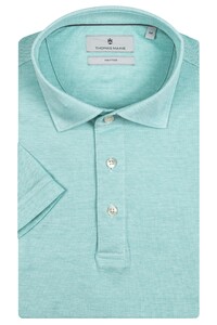 Thomas Maine Cotton Pique Short Sleeve Poloshirt Mint Green