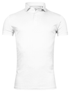 Thomas Maine Cotton Pique Short Sleeve Poloshirt White