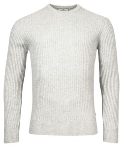 Thomas Maine Crew Neck All Over Rib Knit Pullover Light Grey