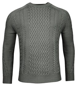 Thomas Maine Crew Neck Allover Fantasy Cable Pattern Pullover Greygreen