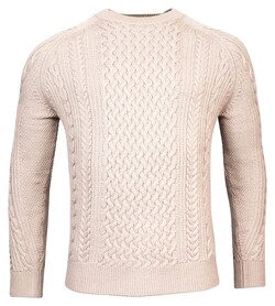Thomas Maine Crew Neck Allover Fantasy Cable Pattern Pullover Light Beige