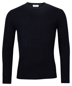 Thomas Maine Crew Neck Cable Knit Cashmere Pullover Navy