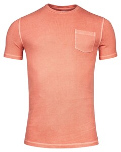 Thomas Maine Crew Neck Chest Pocket Pigment Dyed T-Shirt Coral