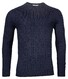 Thomas Maine Crew Neck Fine Cable Knit Solid Merino Cashmere Pullover Navy