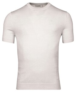 Thomas Maine Crew Neck Merino Linen Fine Knit T-Shirt Light Grey