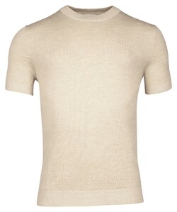 Thomas Maine Crew Neck Merino Linnen Fine Knit T-Shirt Beige