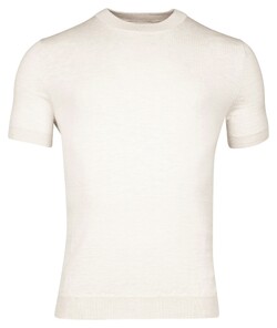 Thomas Maine Crew Neck Merino Linnen Fine Knit T-Shirt Ecru