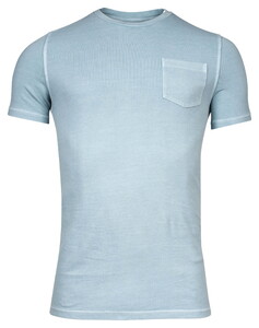 Thomas Maine Crew Neck Piqué Pigment Dyed Enzyme Washed T-Shirt Licht Blauw