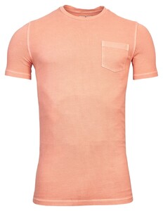 Thomas Maine Crew Neck Piqué Pigment Dyed Enzyme Washed T-Shirt Oranje