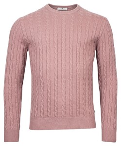 Thomas Maine Crew Neck Pullover Cable Knit Dust Pink
