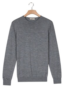 Thomas Maine Crew Neck Pullover Single Knit Merino Wool Trui Light Denim