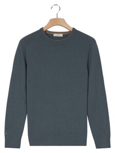Thomas Maine Crew Neck Single Knit Fine Lambswool Trui Storm Sky