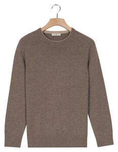 Thomas Maine Crew Neck Single Knit Fine Lambswool Trui Taupe