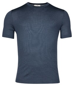 Thomas Maine Crew Neck Single Knit Fine Merino Short Sleeve Trui Indigo