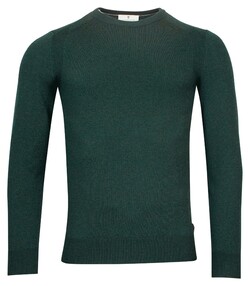 Thomas Maine Crew Neck Single Knit Merino Stretch Pullover Dark Bottle Green