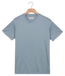 Thomas Maine Crew Neck Soft Liquid Cotton Uni Color T-Shirt Blue