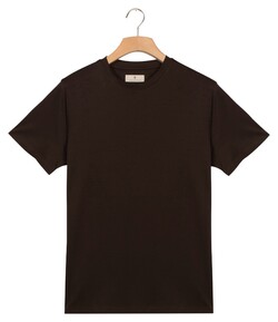 Thomas Maine Crew Neck Soft Liquid Cotton Uni Color T-Shirt Brown