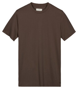 Thomas Maine Crew Neck Solid Color Liquid Cotton T-Shirt Bruin