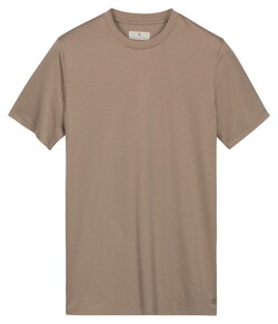 Thomas Maine Crew Neck Solid Color Liquid Cotton T-Shirt Licht Beige