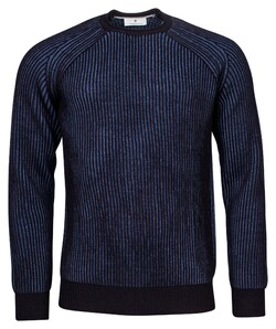 Thomas Maine Crew Neck Structure Knit 2 Color Pullover Navy
