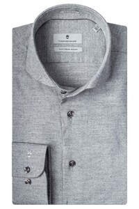 Thomas Maine Cutaway Cotton Cashmere Twill Overhemd Licht Grijs