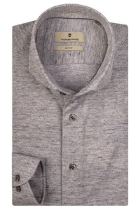 Thomas Maine Cutaway Knitted Pique Shirt Light Grey