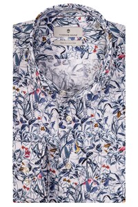 Thomas Maine Cutaway Leaves Birds Fantasy Shirt White-Blue
