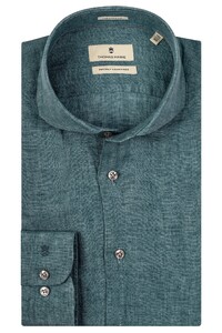 Thomas Maine Cutaway Linen Melange Shirt Green