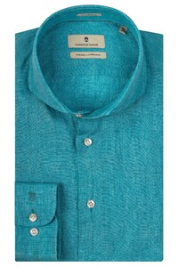 Thomas Maine Cutaway Linen Melange Shirt Turquoise