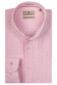 Thomas Maine Cutaway Seersucker Check Overhemd Licht Roze