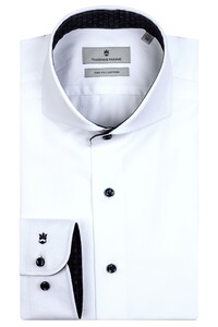 Thomas Maine Cutaway Twill Contrast Pattern Shirt White-Blue