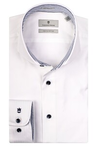 Thomas Maine Cutaway Two Ply Fine Twill Stripe Contrast Shirt White-Navy